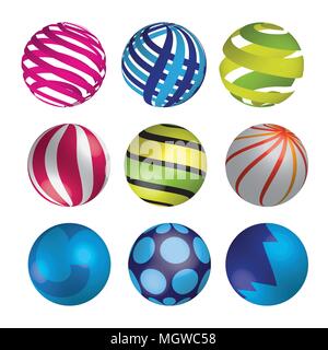 Set of realistic shiny colorful balls. Vector illustration. Stock Vector