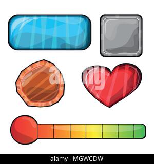 Set of buttons, bright different forms buttons for games Stock Vector