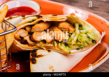 Pork Burrito with French potato Stock Photo