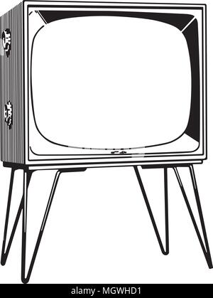 TV Set - Retro Clipart Illustration Stock Vector