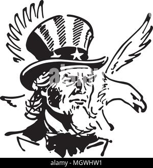Uncle Sam With Eagle - Retro Ad Art Illustration Stock Vector