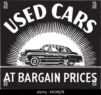 Used Cars 4 Retro Ad Art Banner Stock Vector Art Illustration