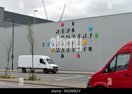 Large sign for The New Covent Garden Market in Nine Elms Battersea London England UK Stock Photo
