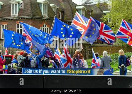 Remain campaigners protesting outside the Houses of Parliament  central London England UK Stock Photo