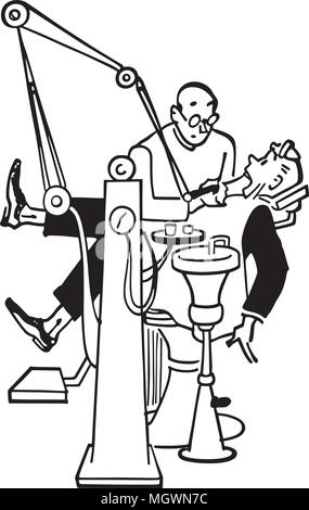 Visit To The Dentist - Retro Clipart Illustration Stock Vector