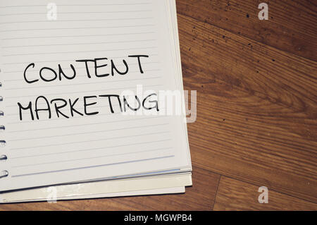 Content marketing word written on white paper Stock Photo