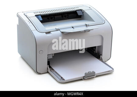 Laserjet printer on white. Stock Photo