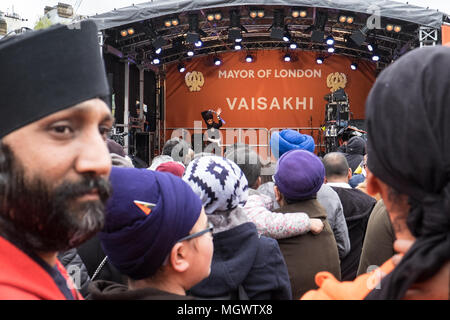 Vaisakhi,Sikh,Punjabi,New Year,festival,celebration,held,at,Trafalgar Square,celebrates,holiest day,for,Sikhs,London,England,Great Britain,GB,UK,U.K., Stock Photo