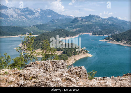 Beautiful view from the mountain lake Manavgat in Turkey Stock Photo