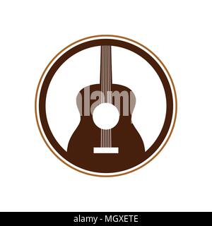 Acoustic Guitar Circle Emblem Vector Symbol Graphic Logo Design Stock Vector