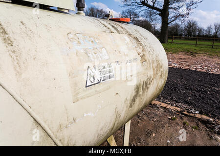 LPG gas (propane / butane) tank serving fuel to a caravan and chalet park in the UK Stock Photo