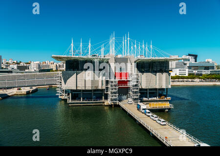 LISBON, PORTUGAL - AUGUST 15, 2017: Aerial View Of Lisbon Oceanarium that is located in the Parque das Nacoes and is the largest indoor aquarium in Eu Stock Photo