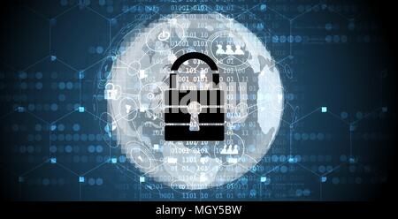 Technology security concept. Modern safety digital background. Protection system Stock Vector