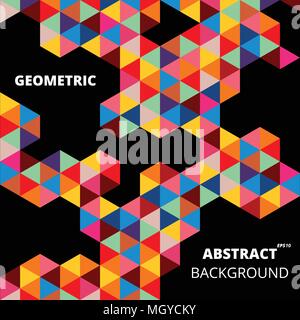Abstract colorful of geometric shapes with patterns background. Vector illustration.eps10 Stock Vector
