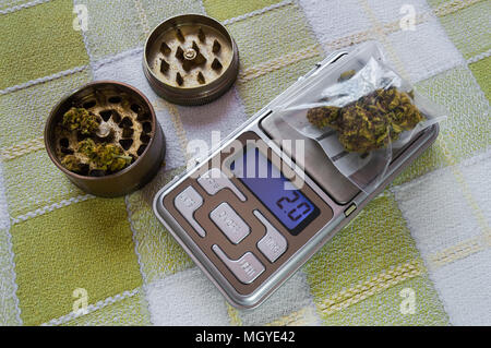https://l450v.alamy.com/450v/mgye42/small-digital-weighing-machine-of-precision-with-a-plastic-bag-with-two-grams-of-marijuana-and-grinder-with-buds-concept-of-selling-drugs-weighing-mgye42.jpg