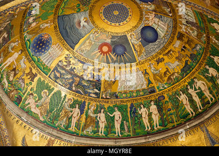 Green and gold glass mosaics of the Basilica of Saint Mark. Venice, Italy Stock Photo