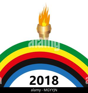 colorful stripes and a burning torch 2018 Stock Vector