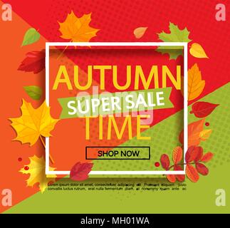 Autumn geometric super sale banner. Vector illustration. Stock Vector