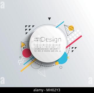 Circle frame with colorful geometric shapes. For your brochure, flyer, design. Vector illustration. Stock Vector