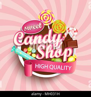 Candy shop logo label or emblem for your design. Vector illustration. Stock Vector