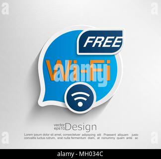 Free wifi symbol, emblem or sticker vector illustration. Stock Vector