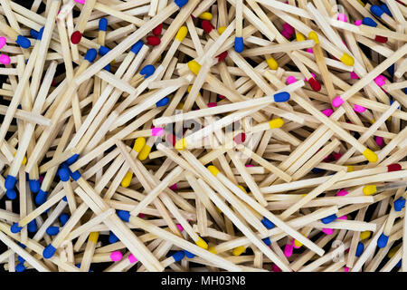 Close up, macro and sharp background surface of colorful matches mix Stock Photo