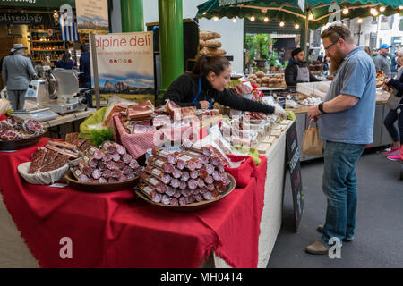 Stall selling Italian products at Borough Market in London UK Stock ...