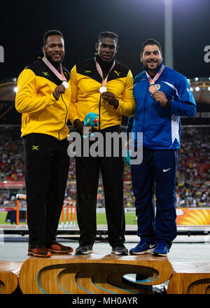 Men's Discus Medal Ceremony-Commonwealth Games 2018 Stock Photo