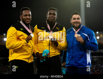 Men's Discus Medal Ceremony-Commonwealth Games 2018 Stock Photo