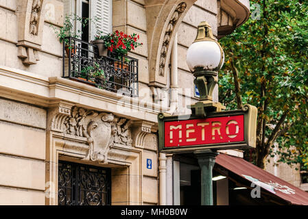 Paris Metro Retro Entrance Sign Stock Photo