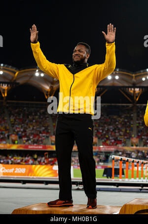 Men's Discus Medal Ceremony-Commonwealth Games 2018 Stock Photo