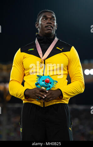 Men's Discus Medal Ceremony-Commonwealth Games 2018 Stock Photo