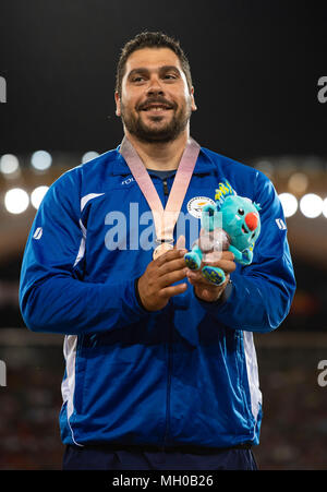 Men's Discus Medal Ceremony-Commonwealth Games 2018 Stock Photo