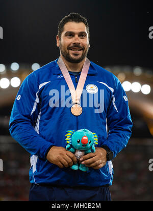 Men's Discus Medal Ceremony-Commonwealth Games 2018 Stock Photo