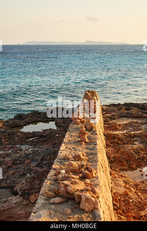 Panoramic view at sundown of Cabrera Archipelago from Cap de Ses Salines cape in Majorca (Balearic Islands, Spain) Stock Photo