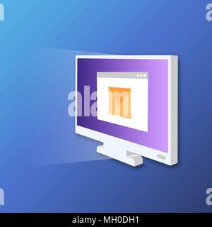 Monitor screen vector icon in isometric style. Digital technology illustration on isolated background. Lcd monitor business concept. Stock Vector