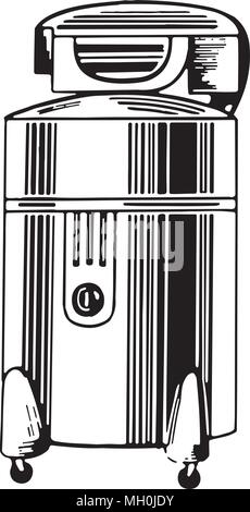 Wringer Washing Machine - Retro Clipart Illustration Stock Vector