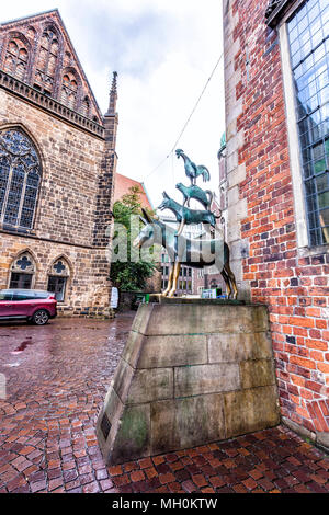 Famous statue of the four Bremen musicians Stock Photo