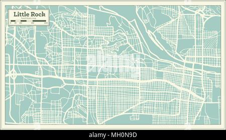 Little Rock USA City Map in Retro Style. Outline Map. Vector Illustration. Stock Vector