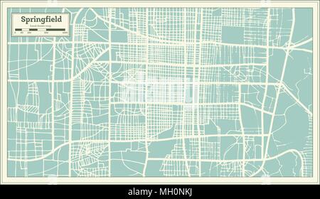 Springfield USA City Map in Retro Style. Outline Map. Vector Illustration. Stock Vector