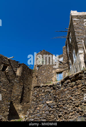 Rijal alma traditional village with typical aseeri architecture, Rijal Almaa Province, Rijal Alma, Saudi Arabia Stock Photo