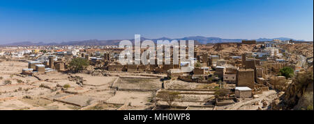 Traditional clay and silt homes in a village, Asir Province, Ahad Rafidah, Saudi Arabia Stock Photo