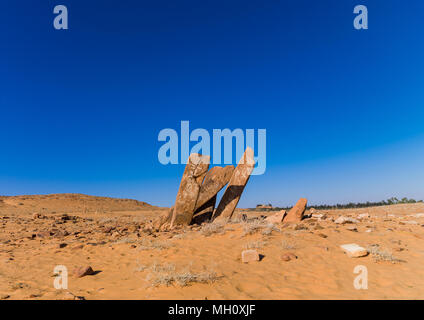 Al-rajajil standing stones the stonehenge of saudi arabia, Al-Jawf Province, Sakaka, Saudi Arabia Stock Photo