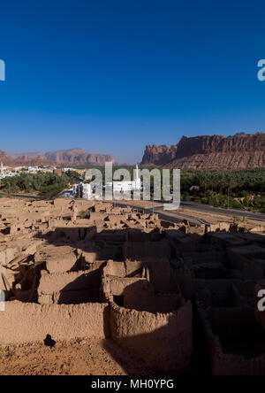 Elevated view of al-ula old town and oasis, Al Madinah Province, Al-Ula, Saudi Arabia Stock Photo