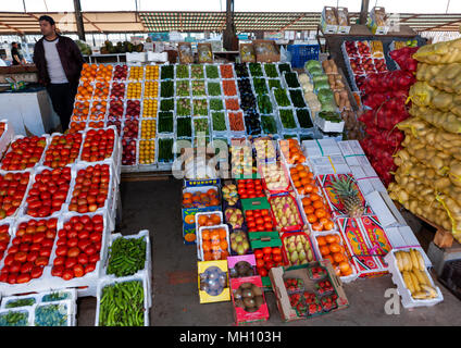 Fruits and vegetables for sale in a market, Al-Jawf Province, Sakaka, Saudi Arabia Stock Photo