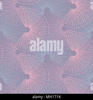 Abstract fan seamless vector pastel pink pattern. Stock Vector