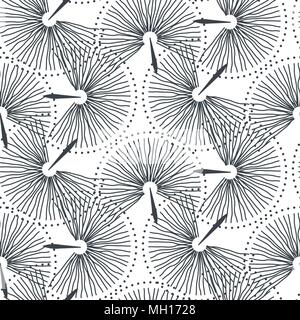 Abstract fan seamless vector pastel pink pattern. Stock Vector
