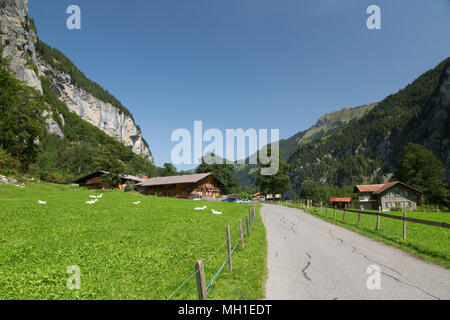 View of the scenic Lauterbrunnen Valley in Jungfraujoch Switzerland in summer Stock Photo