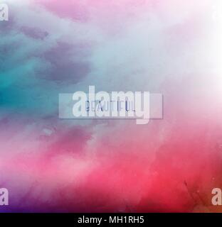 Hand painted watercolor sky and clouds, sunset. Abstract watercolor background, vector illustration Stock Vector