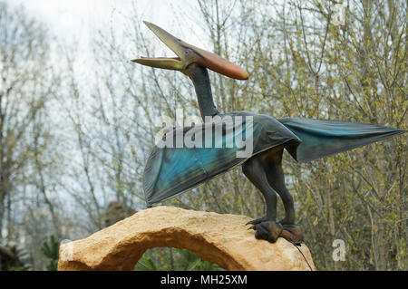 Pterodactyl near the nest with eggs in Dinosaur Park, Moscow, Russia Stock  Photo - Alamy